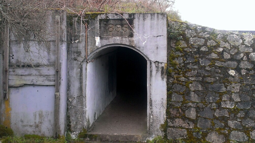 Entrance to a tunnel at Macaulay Point Park on Vancouver Island