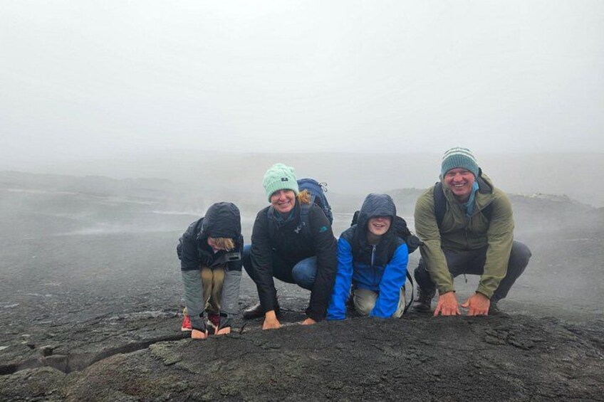 A family at Fagradalsfjall Volcano Hike with 2Go Iceland. 2
