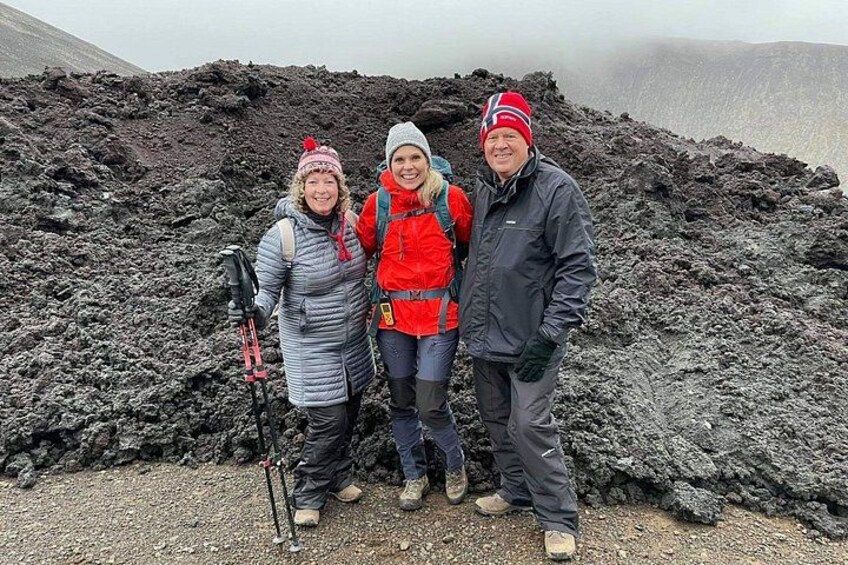 Our guide Ragga with guests beside the lava from the Volcano Fagradalsfjall. 3