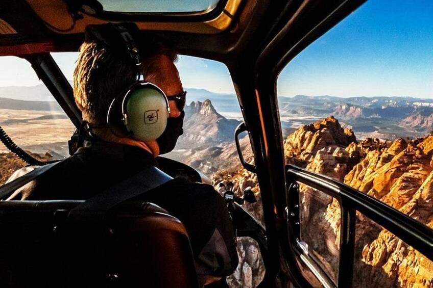 Fly over the Zion National Park Canaan Cliffs by helicopter 5