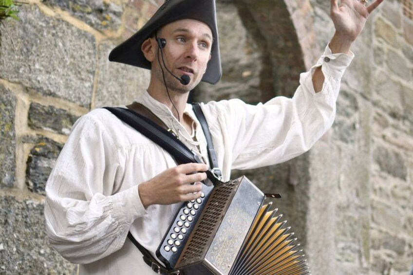 A person playing an accordion. 5