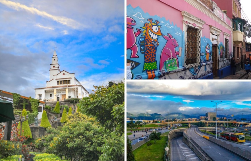 Una iglesia, murales coloridos y una autopista. 4