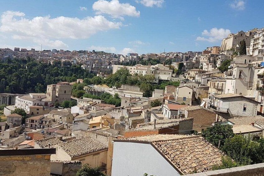 Paesaggio urbano fitto e variegato, con edifici storici e moderni, uno sfondo collinare e cielo sereno. 3