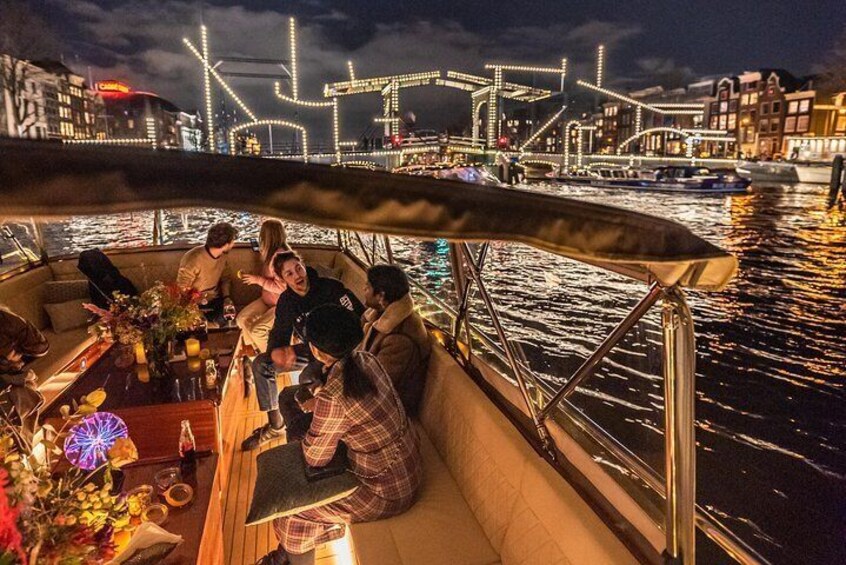 Illuminated canals seen from "Pure Spirit" 1