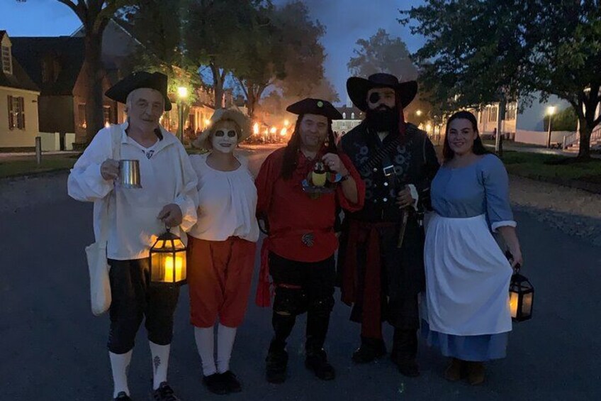 Our Merry Band of Characters, Sir Colin from England, Grace Sherwood the witch, Mr Pirate, Blackbeard, Maiden Lexi. 1