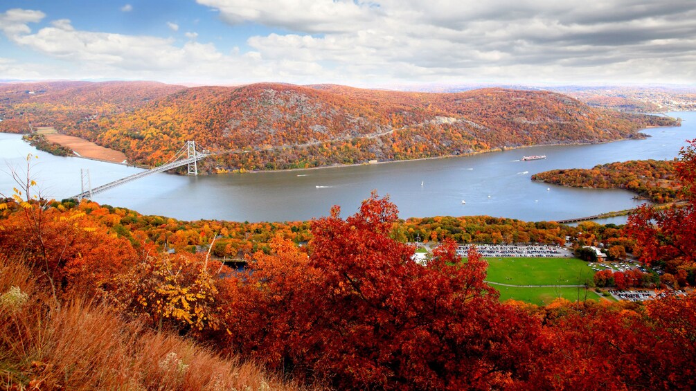 Reds and golds of Hudson Valley as seen from a helicopter