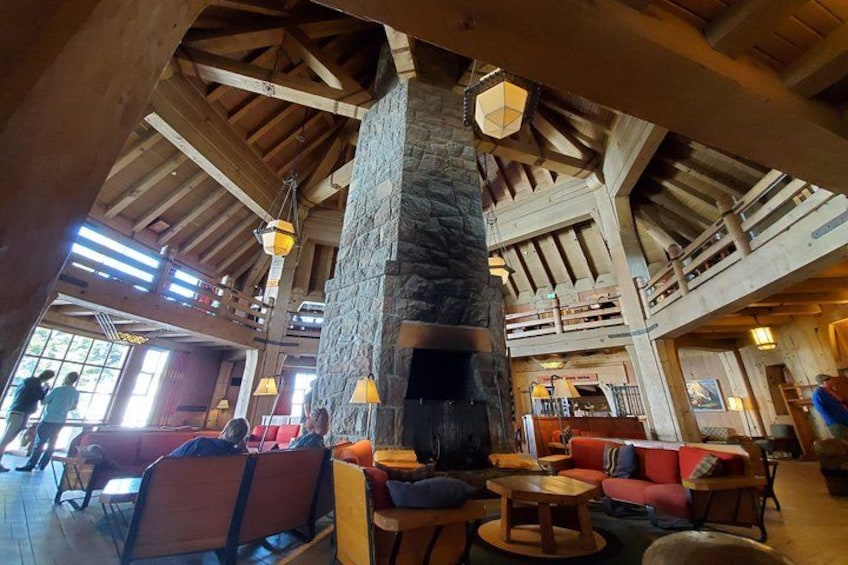 A view of the incredible architeture inside Timberline Lodge 2