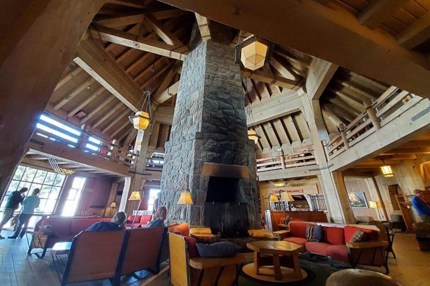 A view of the incredible architeture inside Timberline Lodge 3