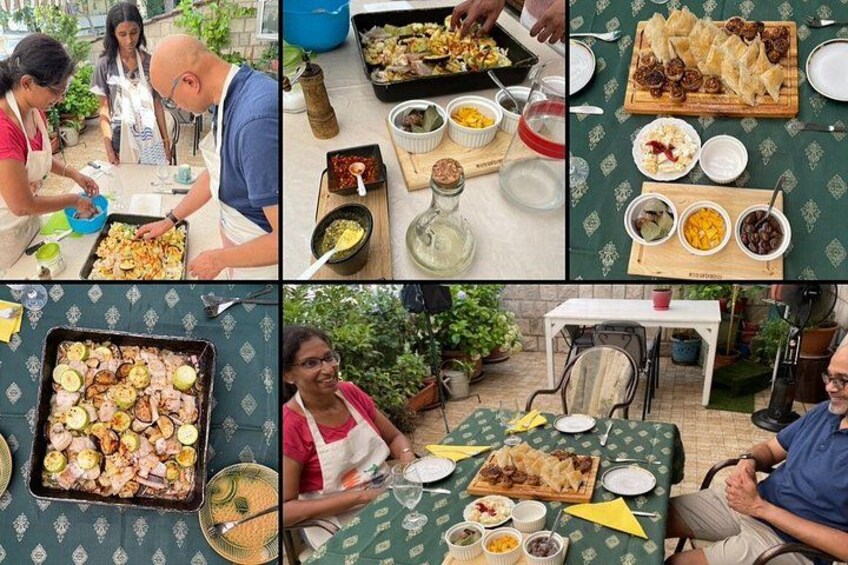 A group of people preparing and serving food outdoors. 2