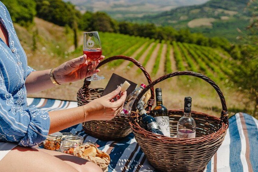 Winery Tour & picnic in the vineyard with a bottle of wine 1