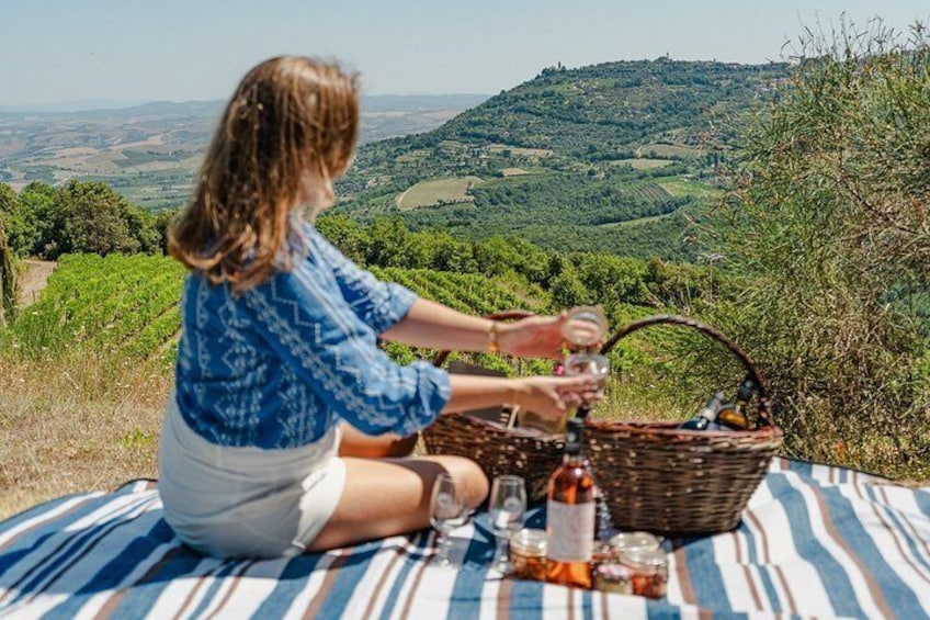 Winery Tour & picnic in the vineyard with a bottle of wine 4