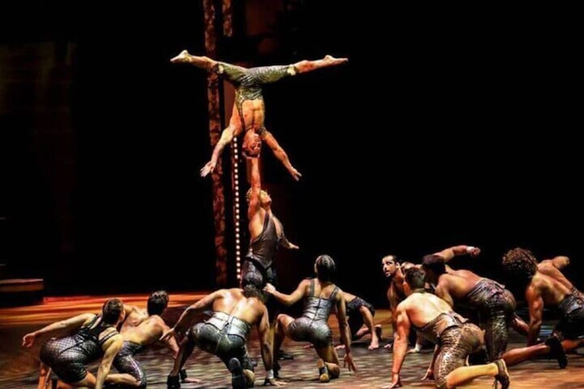 Un gruppo di acrobati si esibisce sul palco. 1