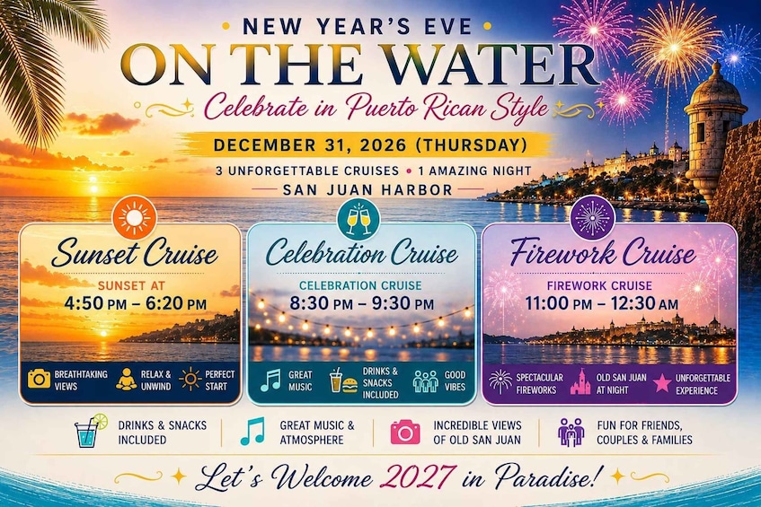 Picture 2 for Activity San Juan: Old San Juan Sunset Cruise with Drinks & Transfer 3