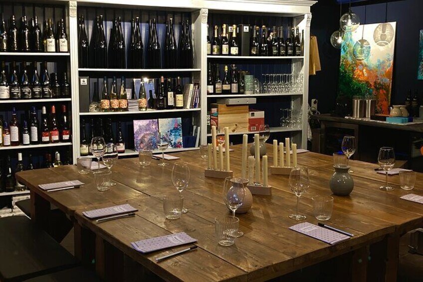 Table set-up for wine tasting at Design & Wijn