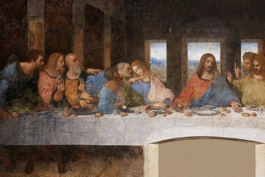 A famous painting of a group of people seated at a long table. 5