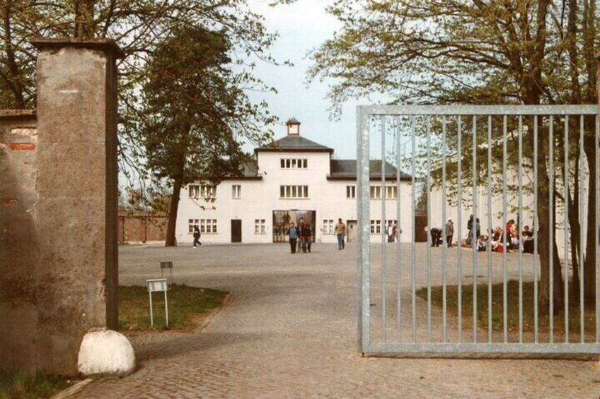 The entrance to the former camp, Tower A, also functioned as the central guard-tower