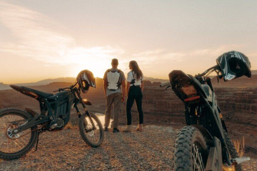 Sunrise on Tour with E-Motion Moab, the only electric dirt bike tour in Moab