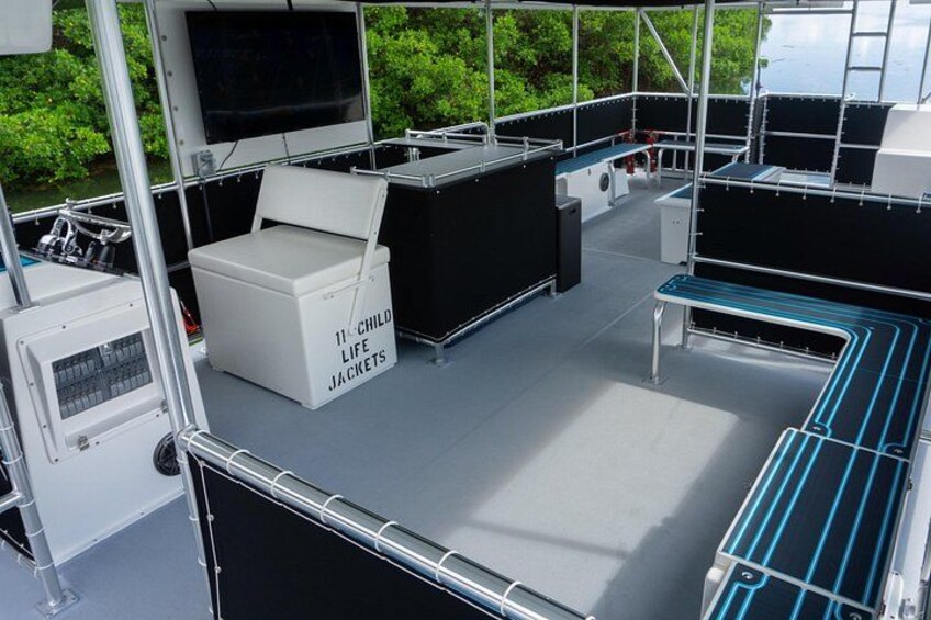 Some of the Shaded Seating onboard our New Custom Built 50ft Power Catamaran 2
