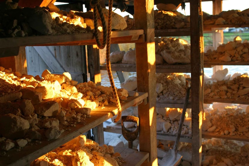 Shelves with various types of bread and pastries. 4