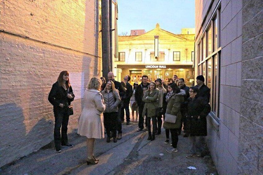 In Dillinger's Alley on a Chicago Hauntings Killers of Chicago Tour 2