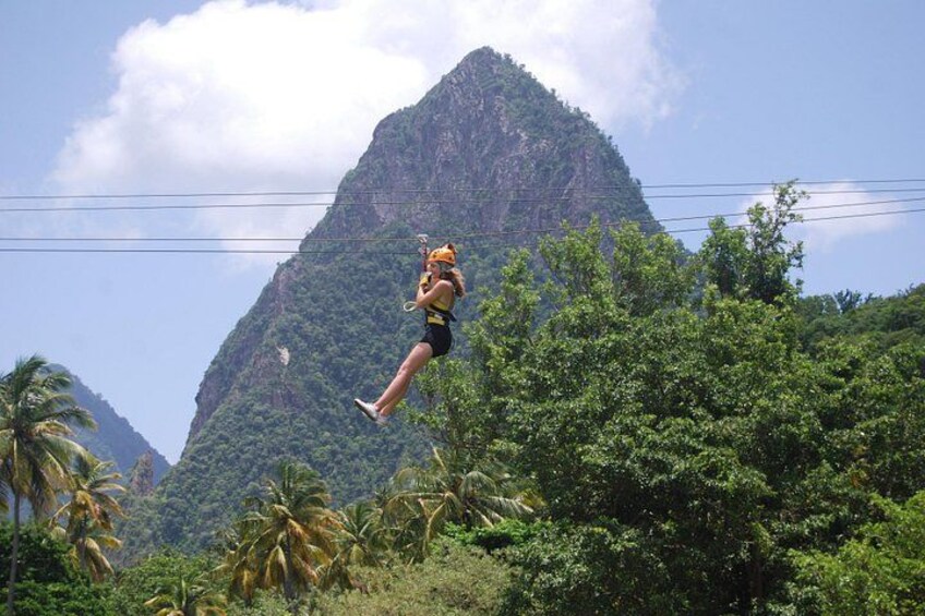 Una persona fa bungee jumping con un paesaggio montuoso sullo sfondo. 1