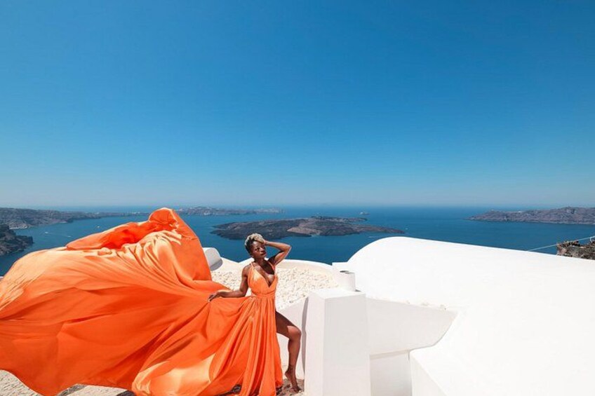Exclusive Santorini Flying Dress Photoshoot with Pickup 4