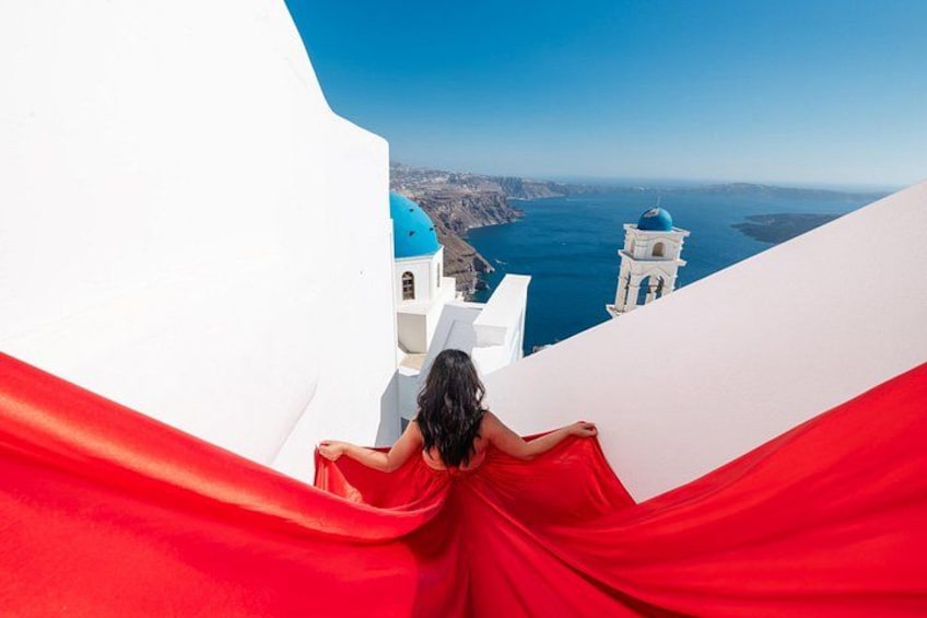 Exclusive Santorini Flying Dress Photoshoot with Pickup 2