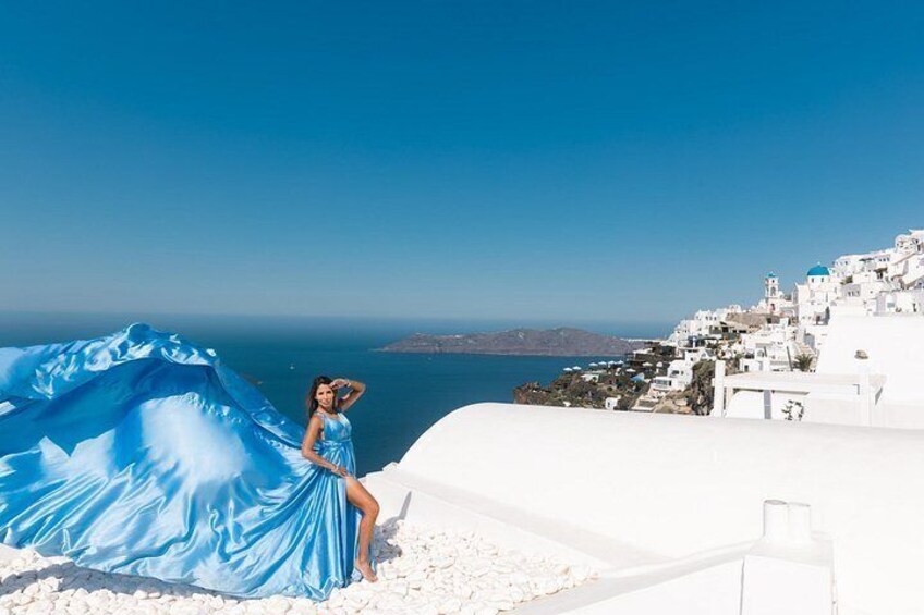 Exclusive Santorini Flying Dress Photoshoot with Pickup 5