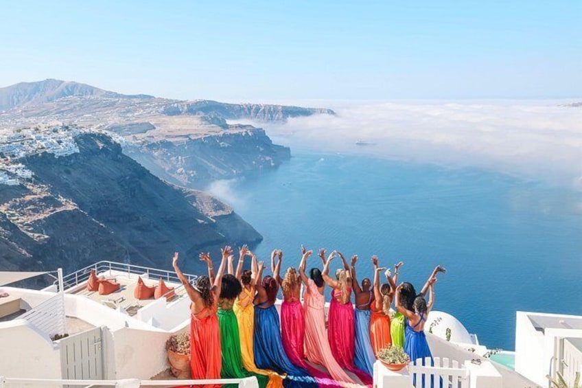 Exclusive Santorini Flying Dress Photoshoot with Pickup 3