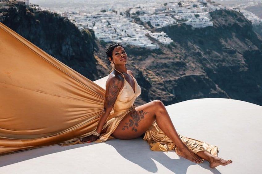 Exclusive Santorini Flying Dress Photoshoot with Pickup 4