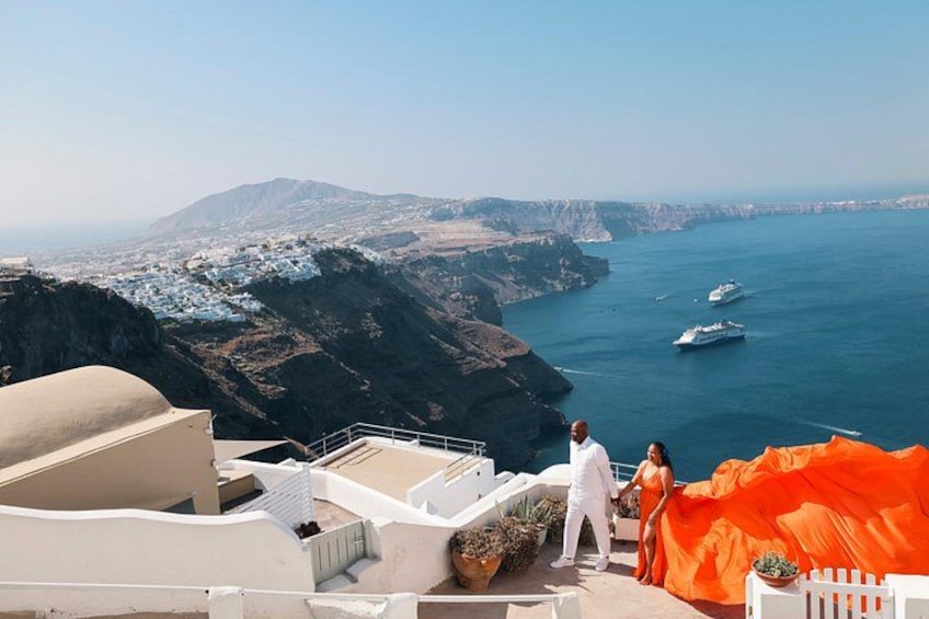 Exclusive Santorini Flying Dress Photoshoot with Pickup 5