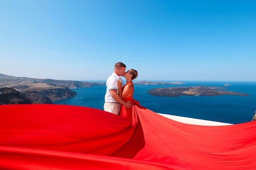 Exclusive Santorini Flying Dress Photoshoot with Pickup 4