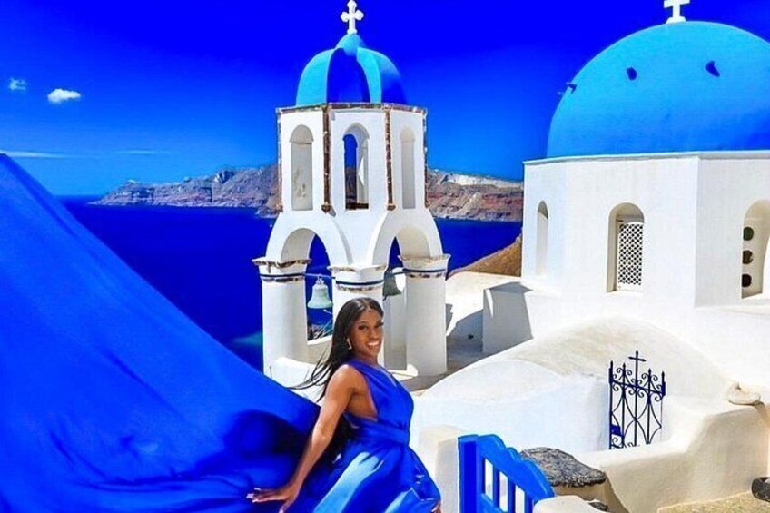 Exclusive Santorini Flying Dress Photoshoot with Pickup 2