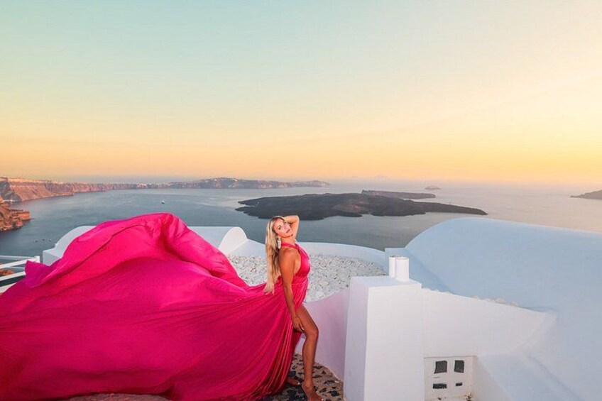 Exclusive Santorini Flying Dress Photoshoot with Pickup 5