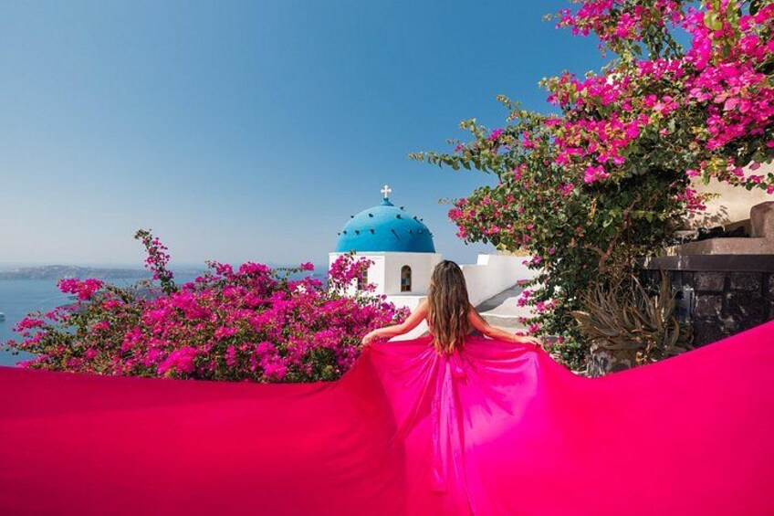 Exclusive Santorini Flying Dress Photoshoot with Pickup 2