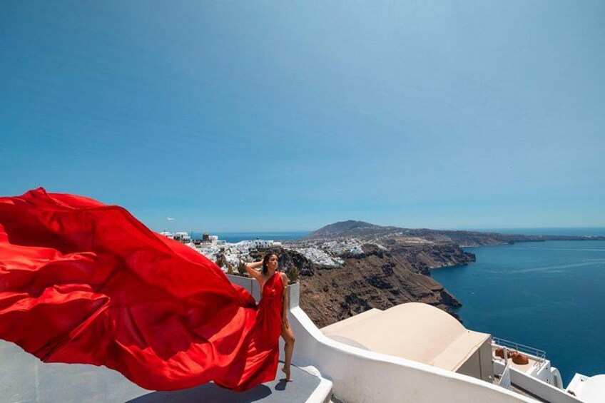 Exclusive Santorini Flying Dress Photoshoot with Pickup 5
