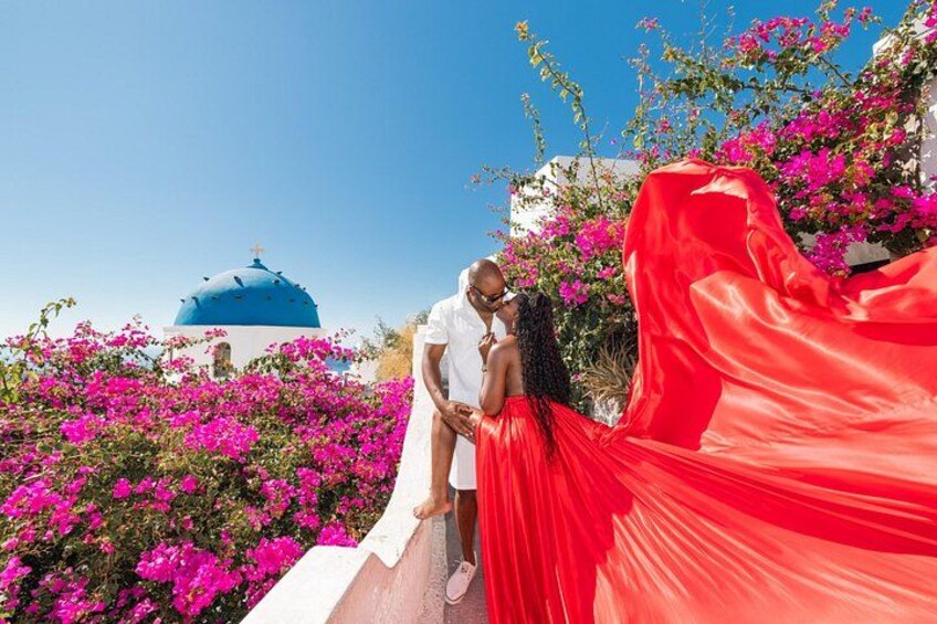 Exclusive Santorini Flying Dress Photoshoot with Pickup 2