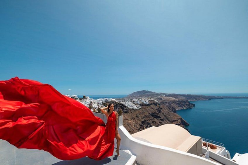 Exclusive Santorini Flying Dress Photoshoot with Pickup 4