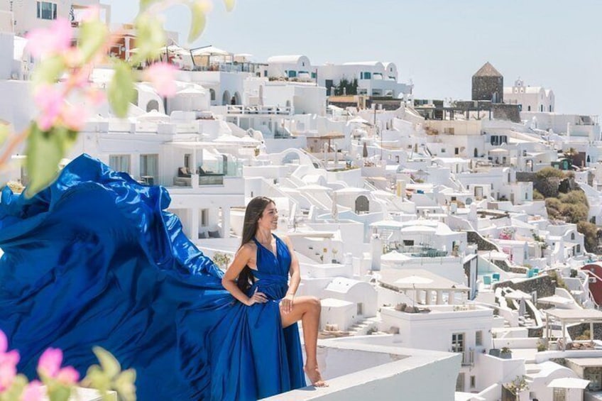 Exclusive Santorini Flying Dress Photoshoot with Pickup 2