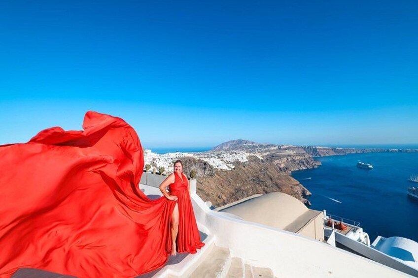 Exclusive Santorini Flying Dress Photoshoot with Pickup 2