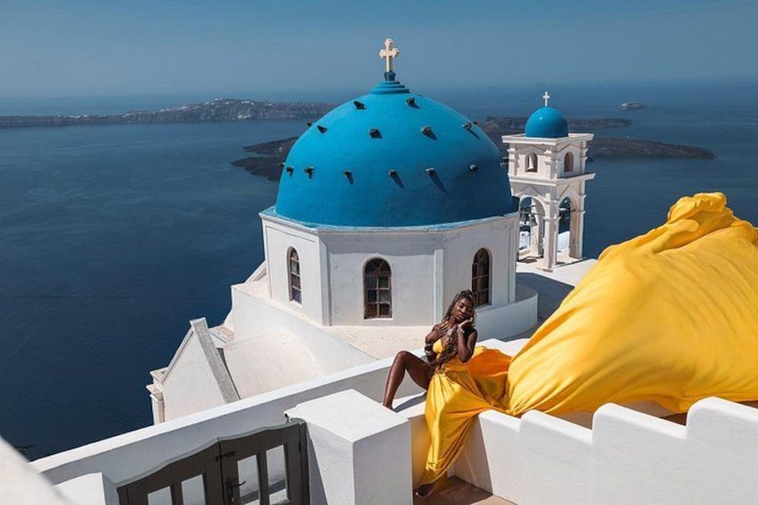 Exclusive Santorini Flying Dress Photoshoot with Pickup 1