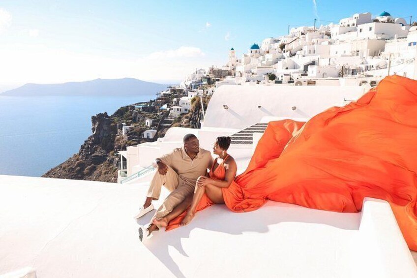 Exclusive Santorini Flying Dress Photoshoot with Pickup 4
