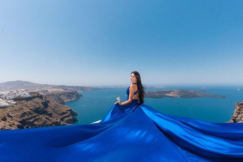 Exclusive Santorini Flying Dress Photoshoot with Pickup 3