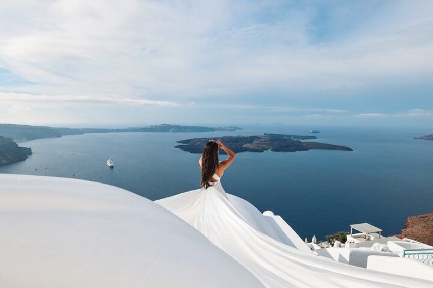 Exclusive Santorini Flying Dress Photoshoot with Pickup 4