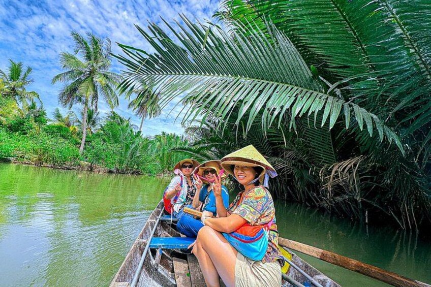 Enjoying the rowing boat in the 'Quite canal' in Mekong Delta 2