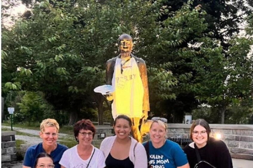 Great picture opportunity at the end of the tour at the Father of Traverse City, Mr. Perry Hannah's Statue. 2