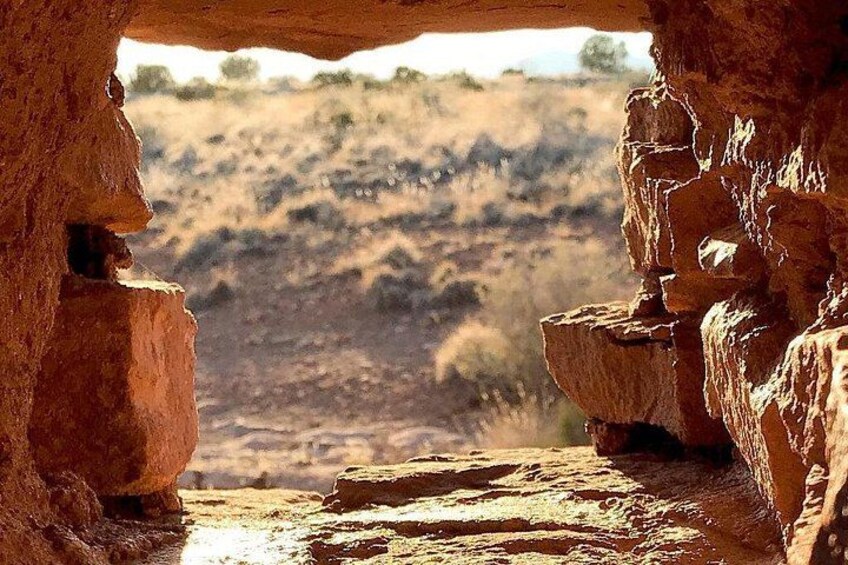 Looking through a ruin window in Wupatki National Monument near Flagstaff, Arizona 3