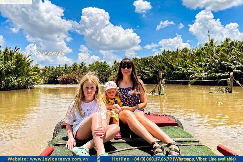 Family enjoyed the beautiful view and boat ride on Mekong River in Ben Tre 4