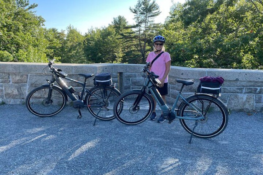 A quick break at Duck Brook Bridge on the Carriage Roads. 3