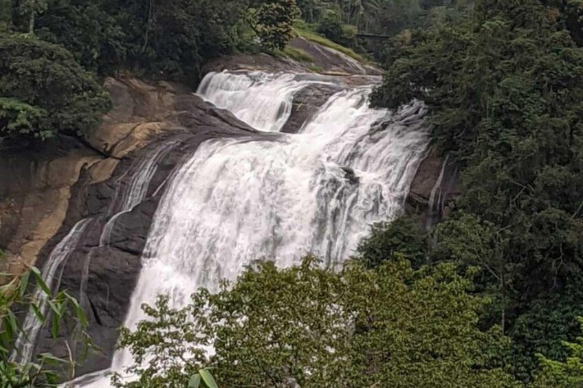 Cascada de varios niveles rodeada de un bosque denso. 2